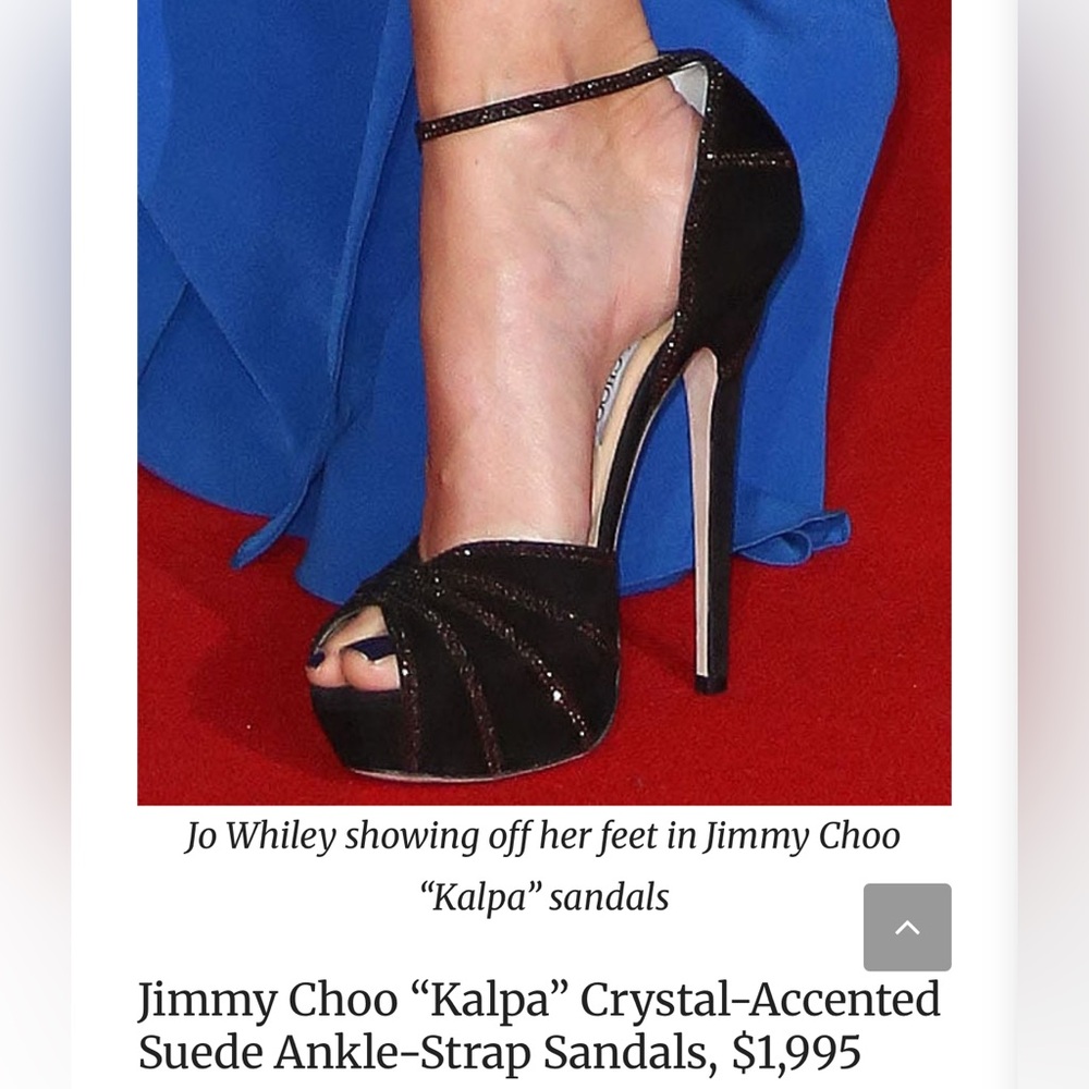 Jimmy Choo Black Suede Crystal Embellished Kalpa Ankle Strap Platform Heels